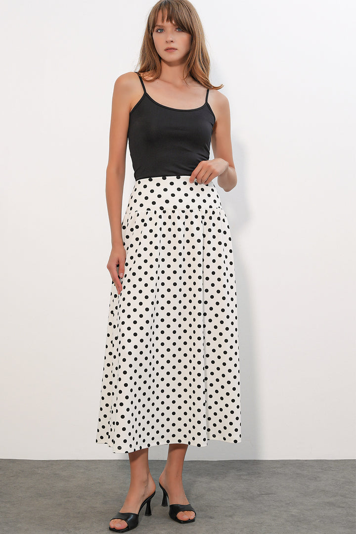Bigdart Jupe longue à pois pour femme 8084 - Blanc