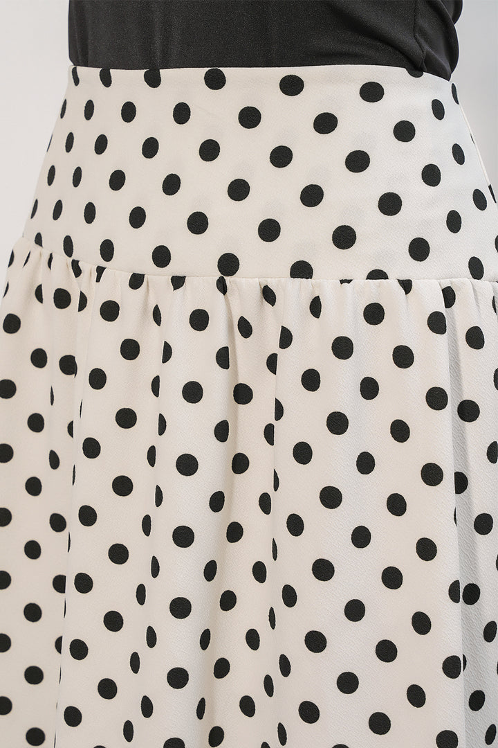 Bigdart Jupe longue à pois pour femme 8084 - Blanc