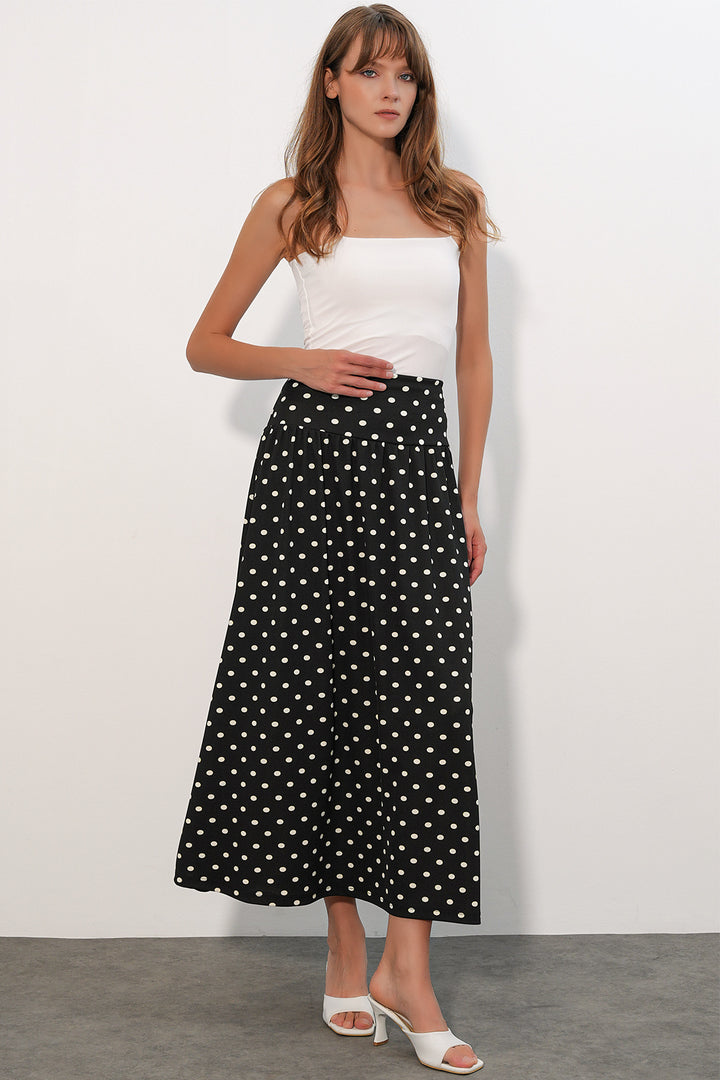 Bigdart Jupe longue à pois pour femme 8084 - Noir