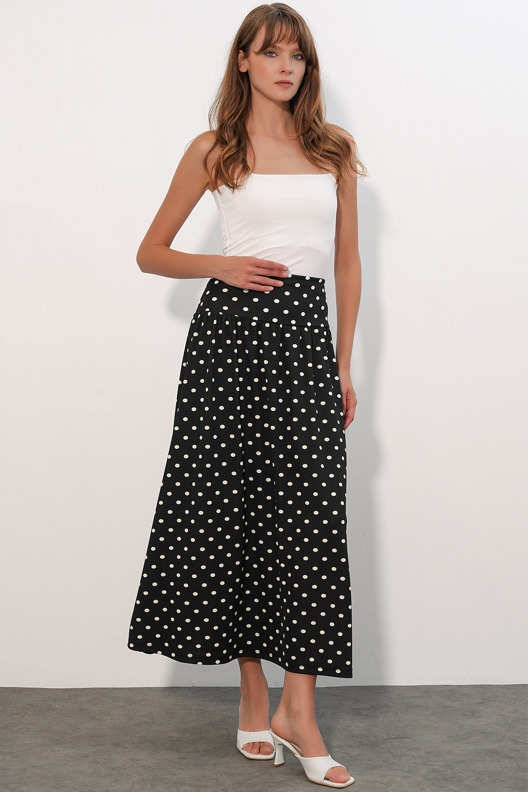 Bigdart Jupe longue à pois pour femme 8084 - Noir