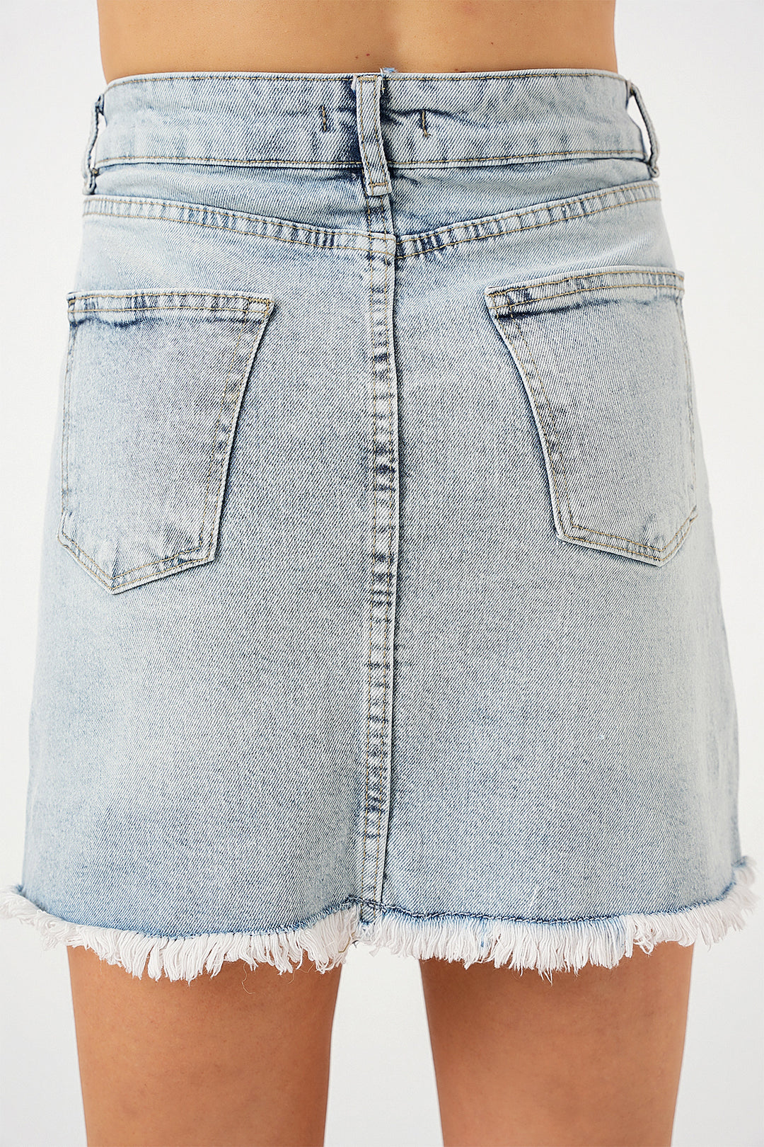 Bigdart Jupe en jean mini à franges pour femme 8051 - Bleu
