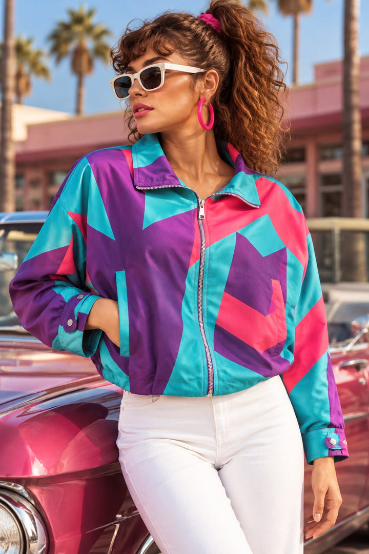 Bigdart Veste rétro des années 80 pour femme 0780 - Multicolore