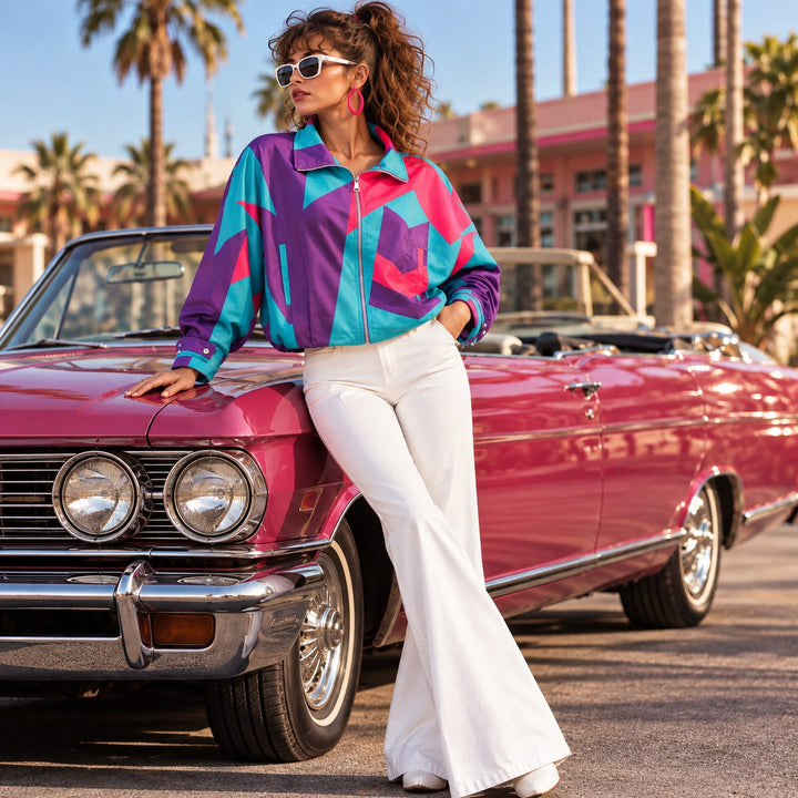 Bigdart Veste rétro des années 80 pour femme 0780 - Multicolore