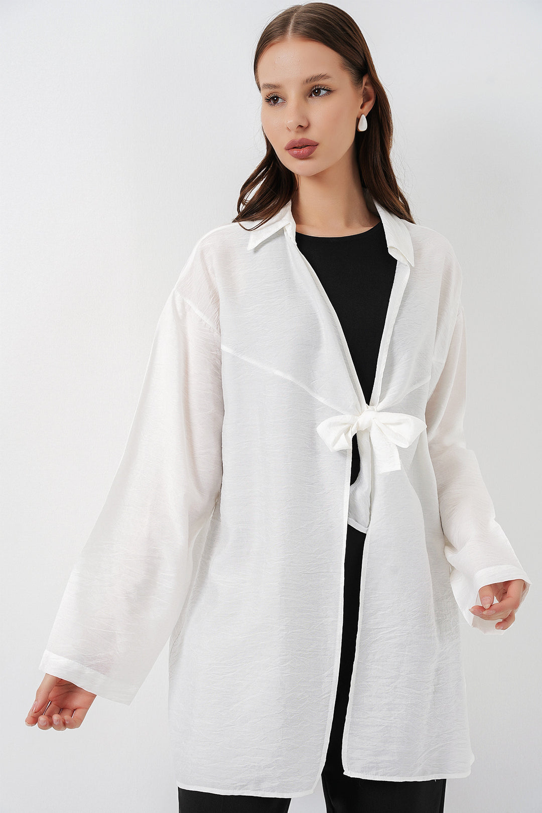 Bigdart Kimono ample à lacets femme 5981 - Blanc