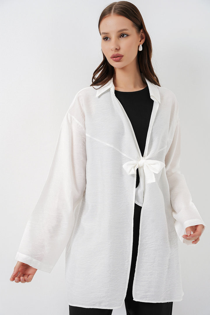 Bigdart Kimono ample à lacets femme 5981 - Blanc