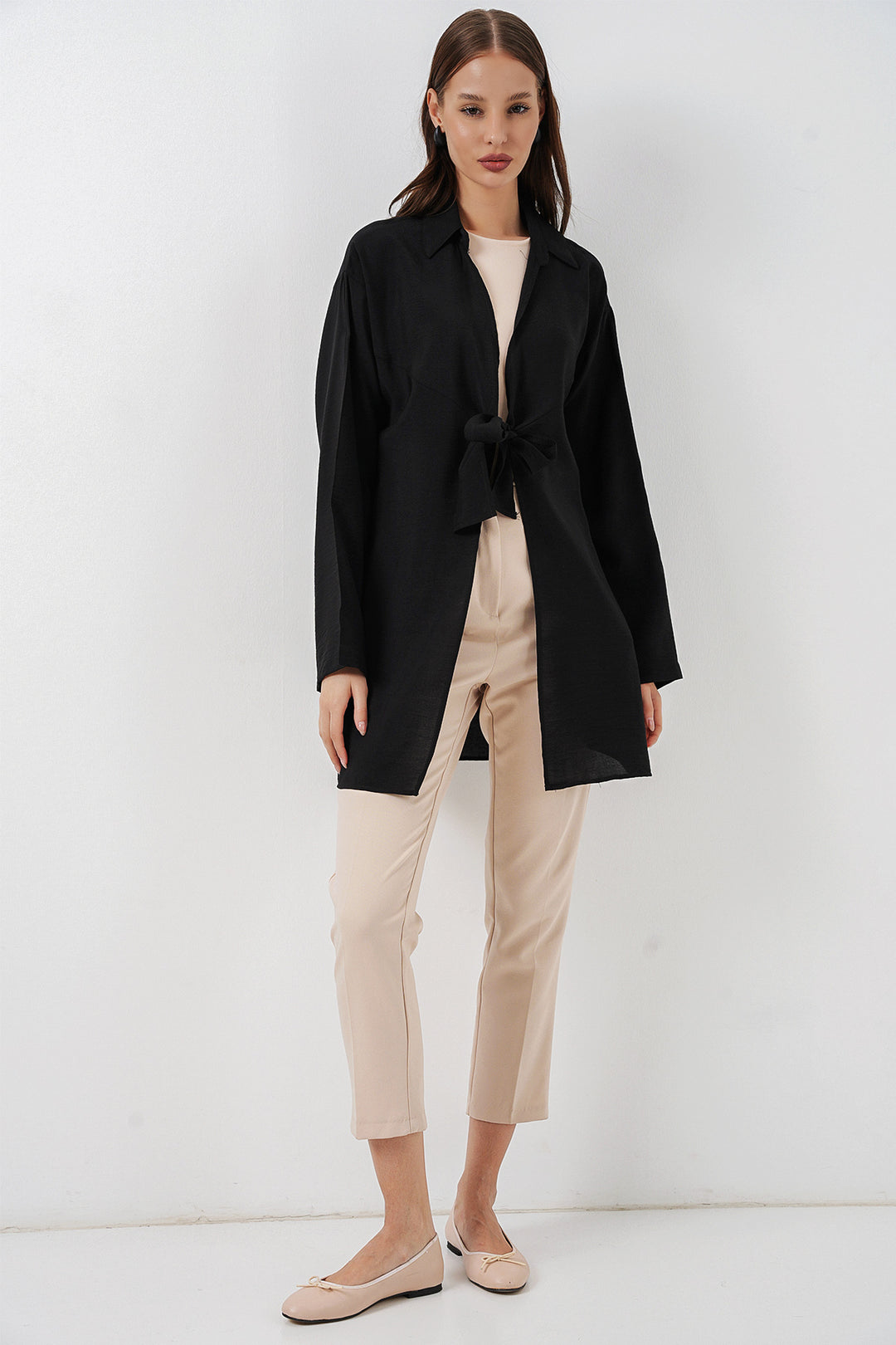 Bigdart Kimono ample à lacets femme 5981 - Noir