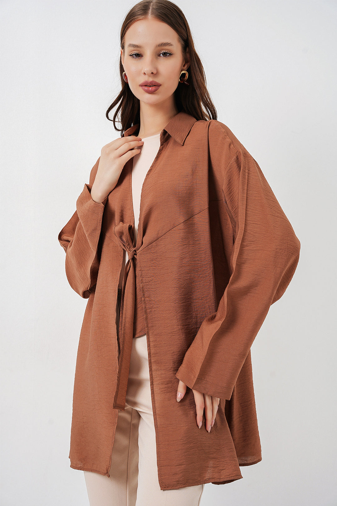 Bigdart Kimono ample à lacets femme 5981 - Tabac