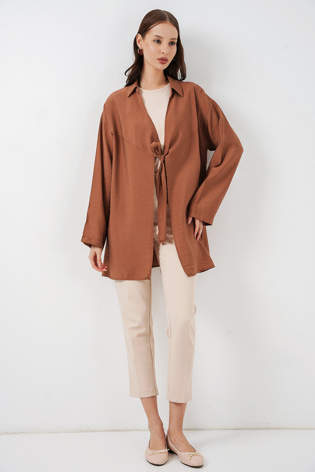 Bigdart Kimono ample à lacets femme 5981 - Tabac
