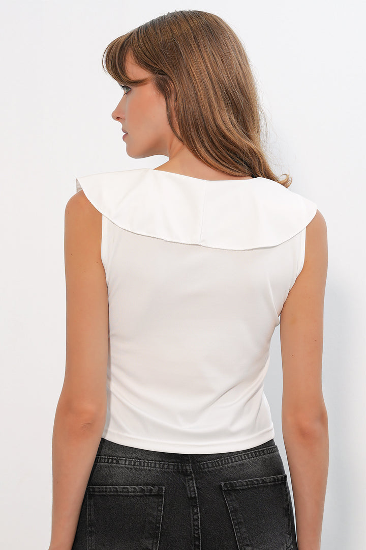 Bigdart Chemisier court à manches zéro pour femme 4003 - Blanc
