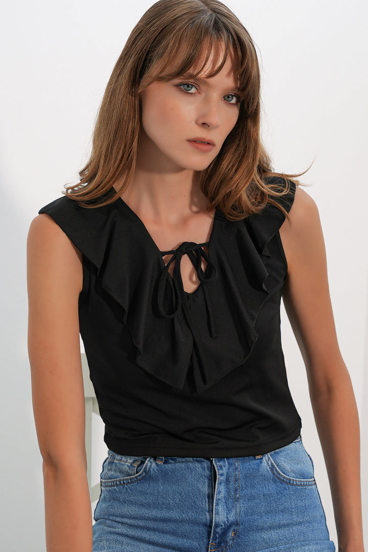 Bigdart Chemisier court à manches zéro 4003 pour femme - Noir