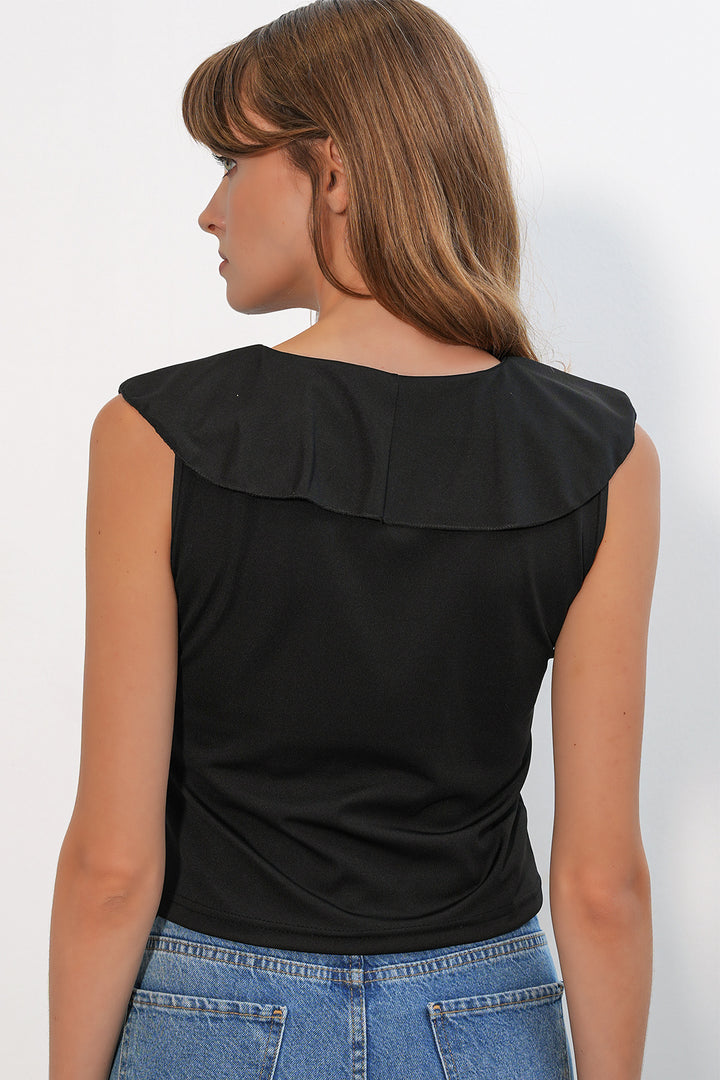 Bigdart Chemisier court à manches zéro 4003 pour femme - Noir