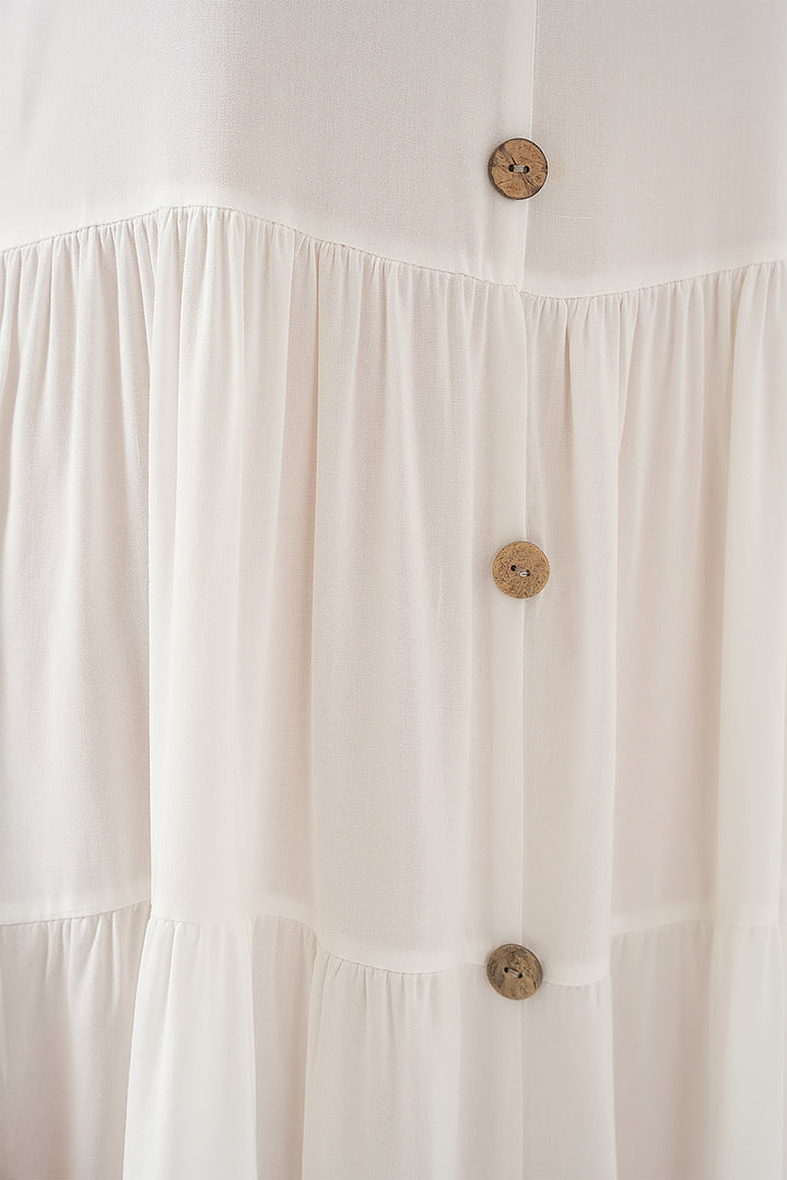 Bigdart Robe courte à boutons sans manches pour femmes 2571 - Blanc