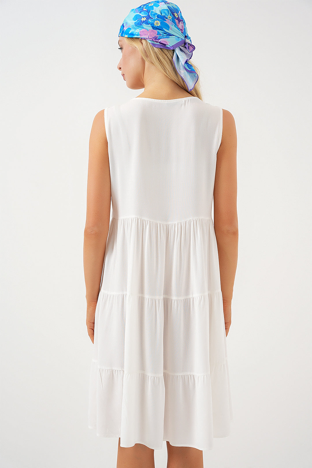 Bigdart Robe courte à boutons sans manches pour femmes 2571 - Blanc