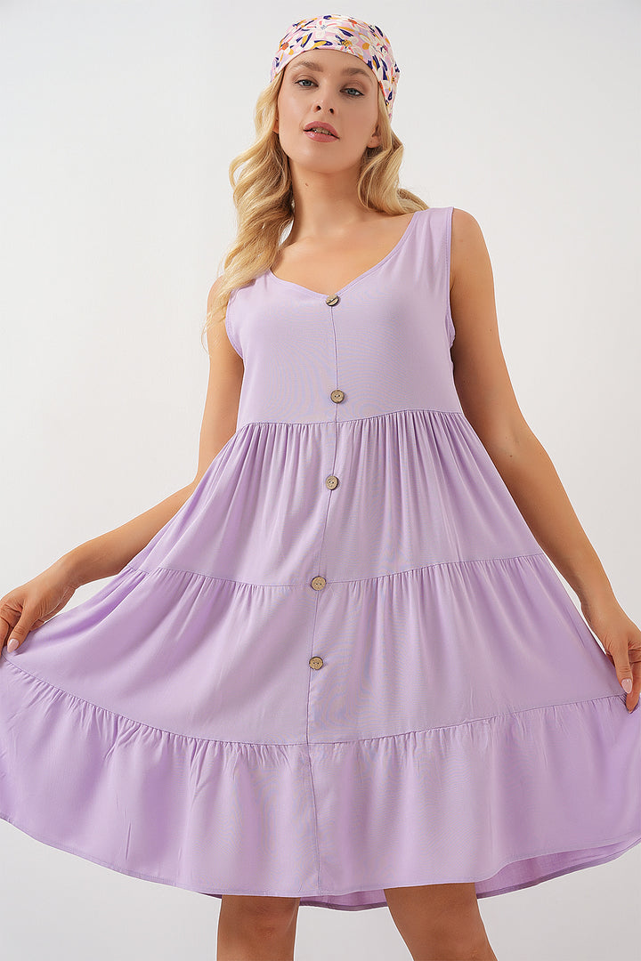 Bigdart Robe courte à boutons sans manches pour femme 2571 - Lilas