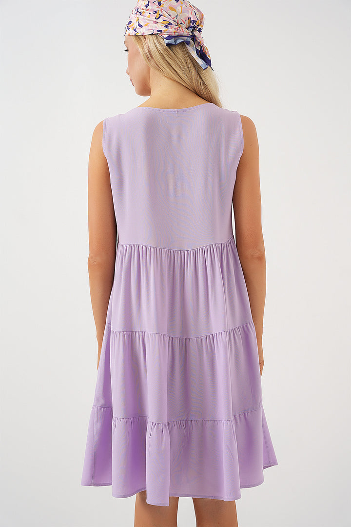 Bigdart Robe courte à boutons sans manches pour femme 2571 - Lilas