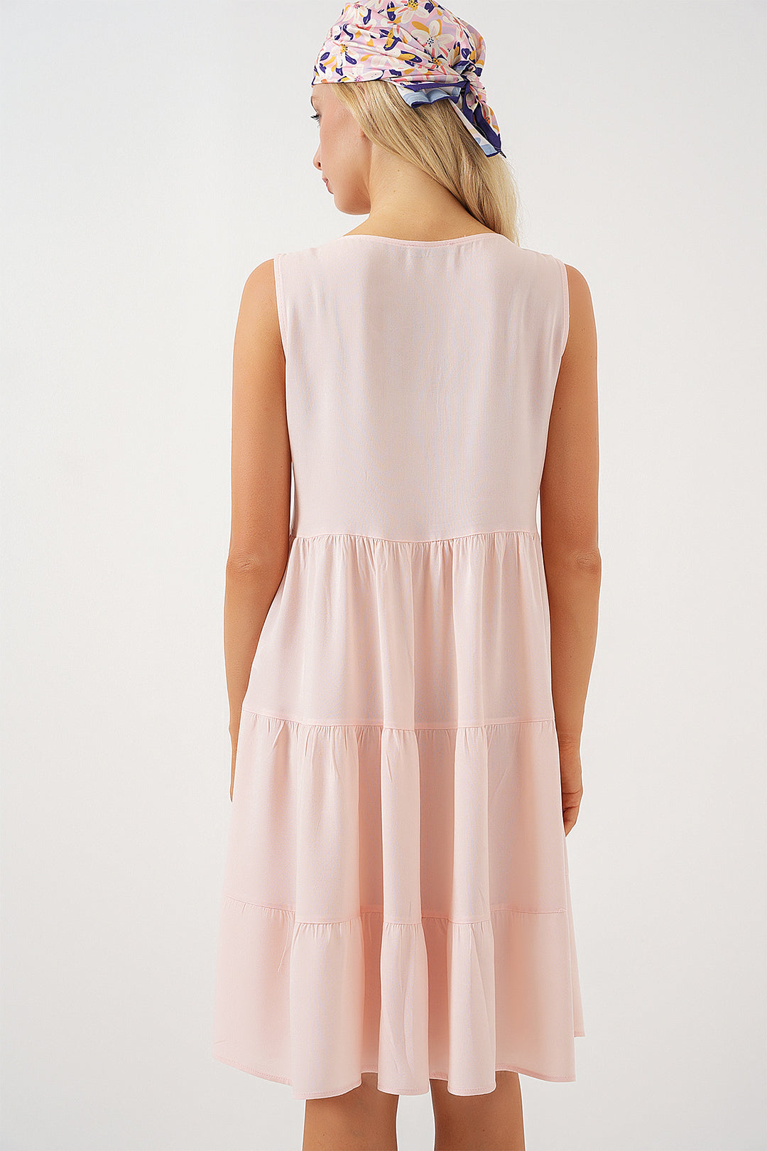Bigdart Robe courte à boutons sans manches pour femmes 2571 - Poudre