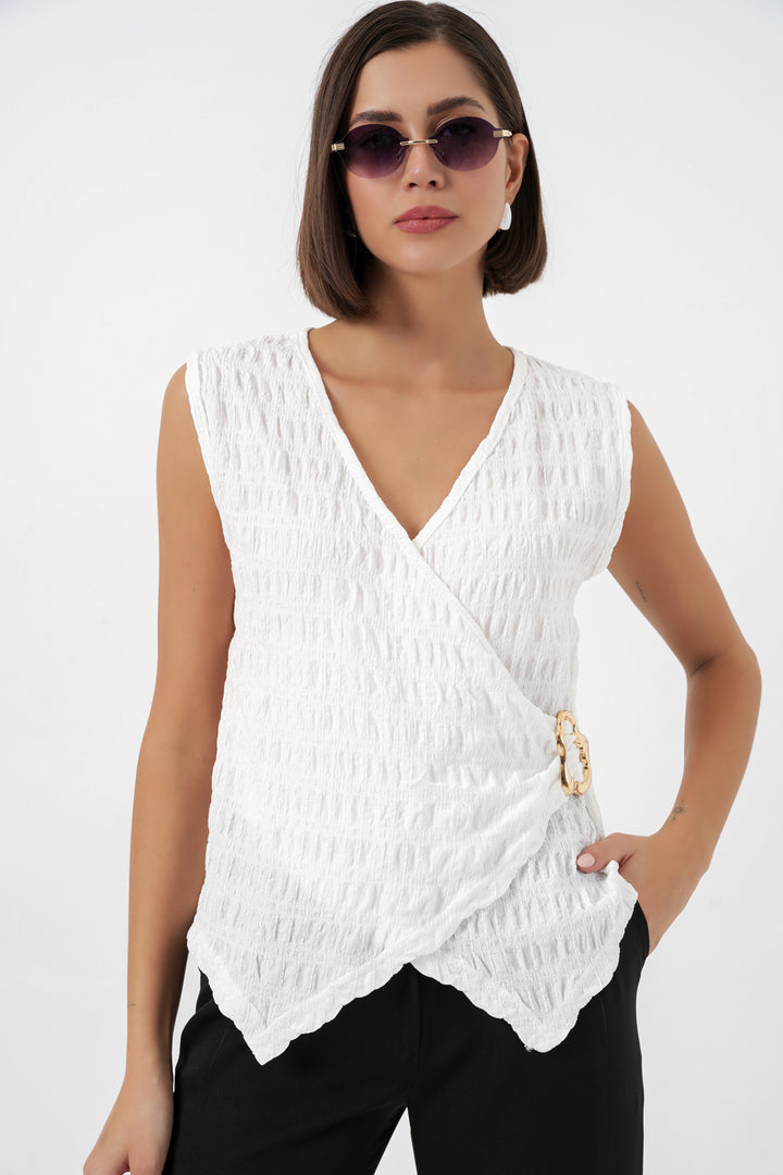 Bigdart Blouse tricotée sans manches pour femmes 988 - Blanc
