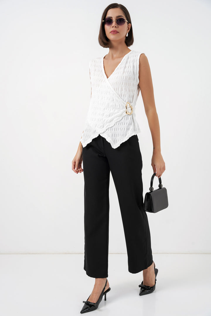 Bigdart Blouse tricotée sans manches pour femmes 988 - Blanc