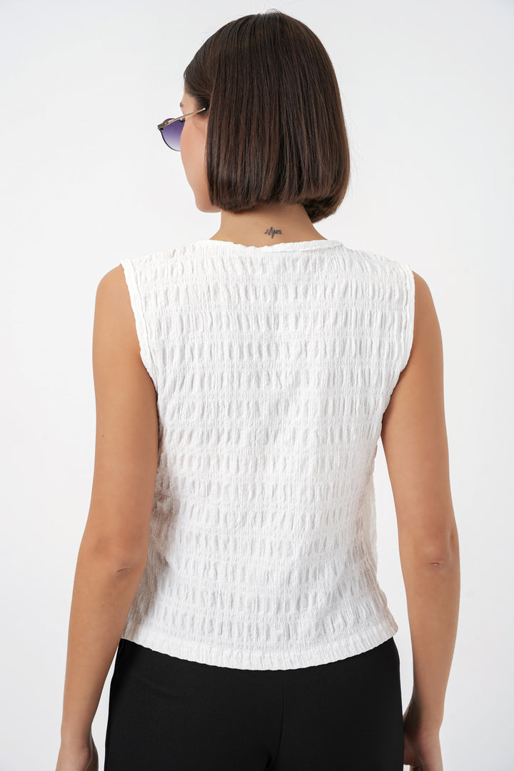 Bigdart Blouse tricotée sans manches pour femmes 988 - Blanc