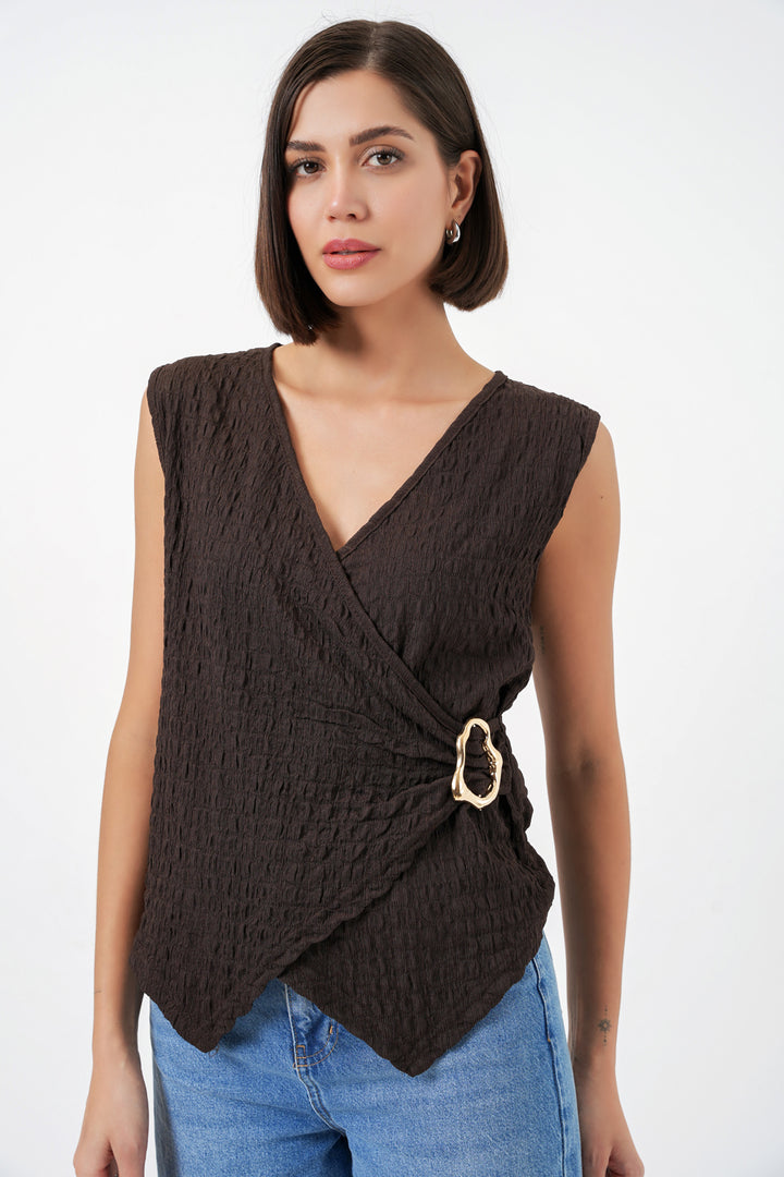 Bigdart Blouse tricotée sans manches pour femmes 988 - Marron