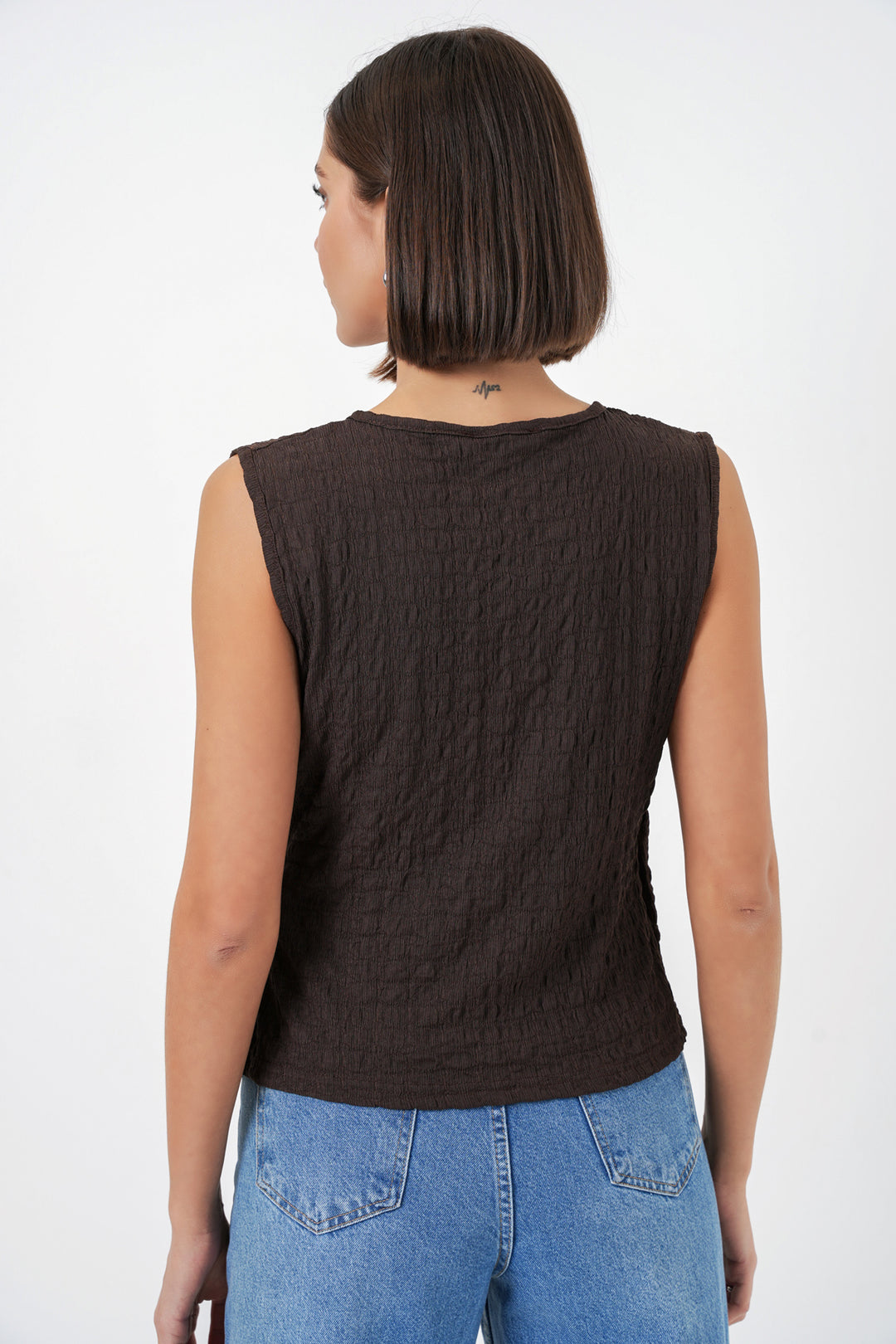 Bigdart Blouse tricotée sans manches pour femmes 988 - Marron
