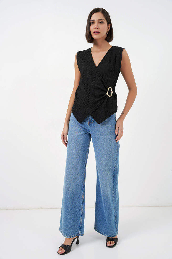 Bigdart Blouse tricotée sans manches pour femmes 988 - Noir
