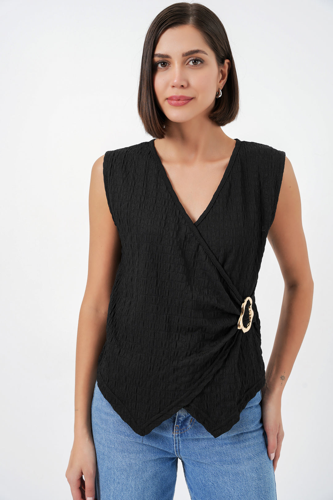 Bigdart Blouse tricotée sans manches pour femmes 988 - Noir