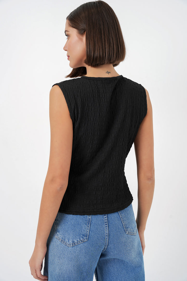 Bigdart Blouse tricotée sans manches pour femmes 988 - Noir