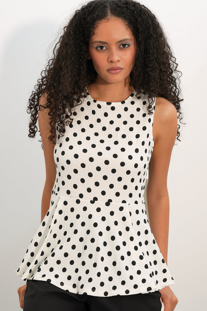 Bigdart Blouse à pois sans manches pour femme 40021 - Blanc
