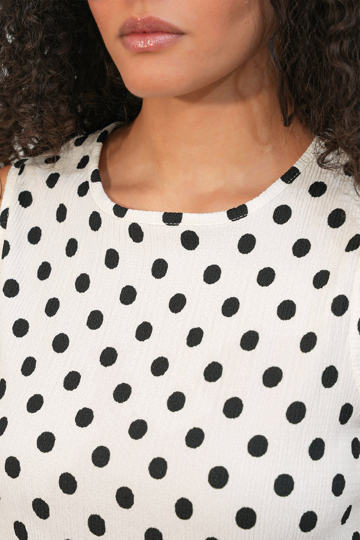 Bigdart Blouse à pois sans manches pour femme 40021 - Blanc