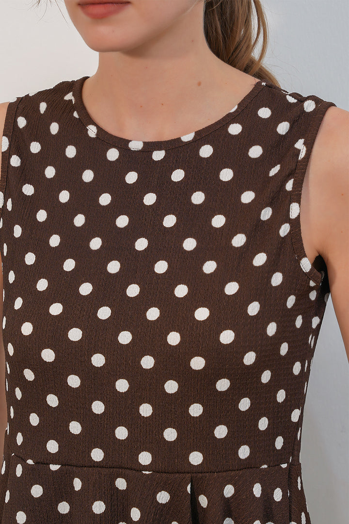 Bigdart Blouse à pois sans manches pour femme 40021 - Marron