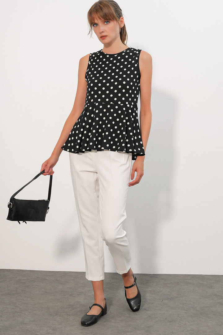 Bigdart Blouse à pois sans manches pour femme 40021 - Noir