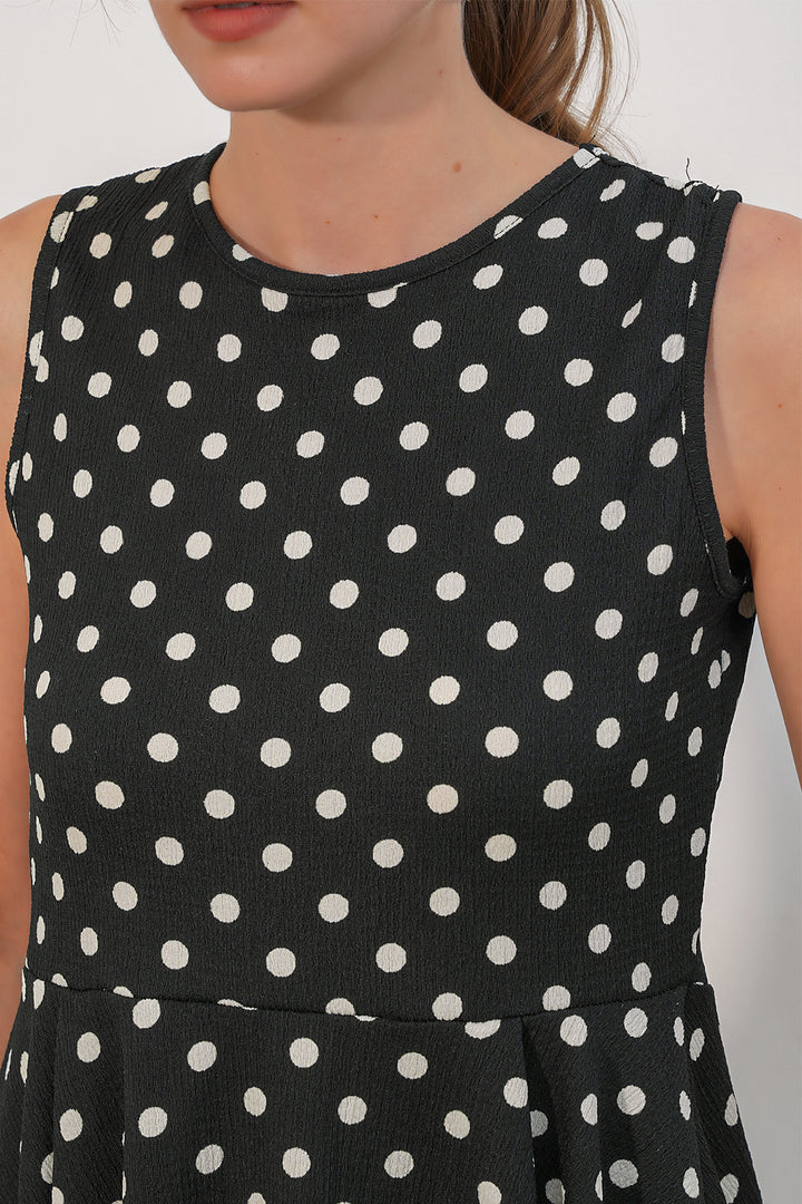 Bigdart Blouse à pois sans manches pour femme 40021 - Noir