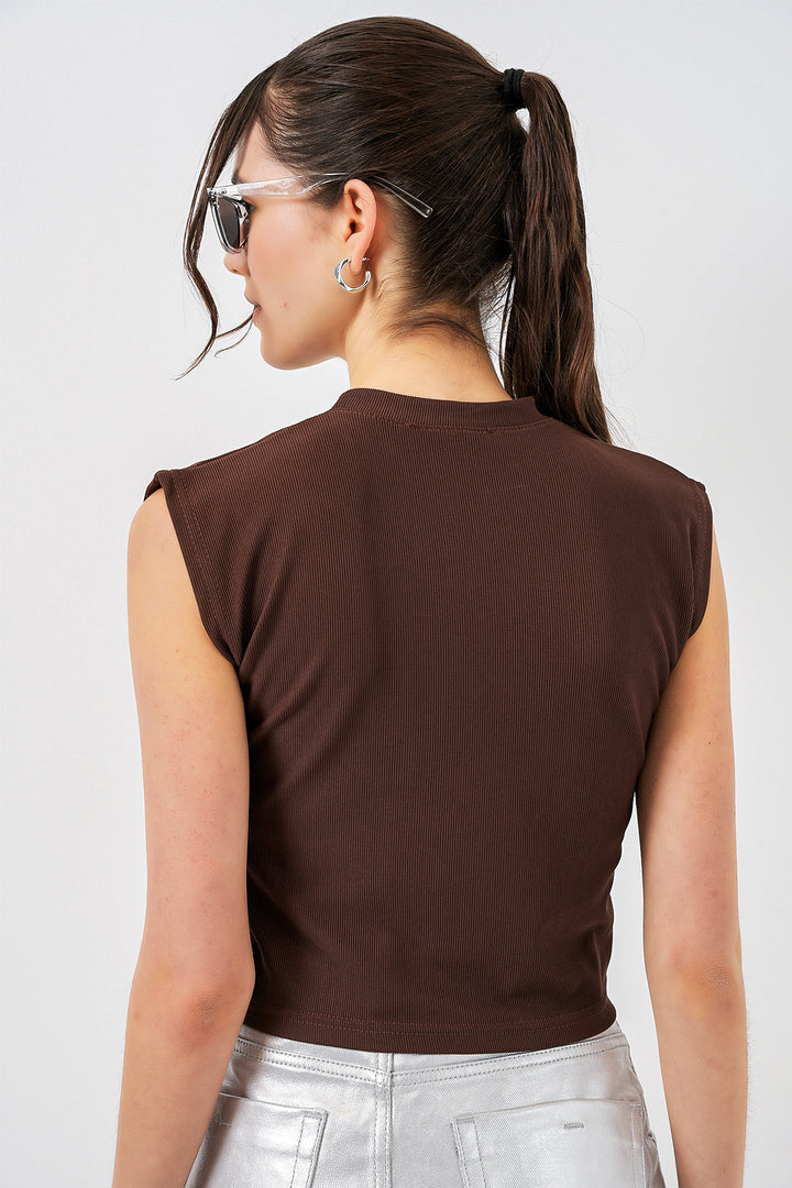 Bigdart Blouse sans manches avec pierres 931 - Marron