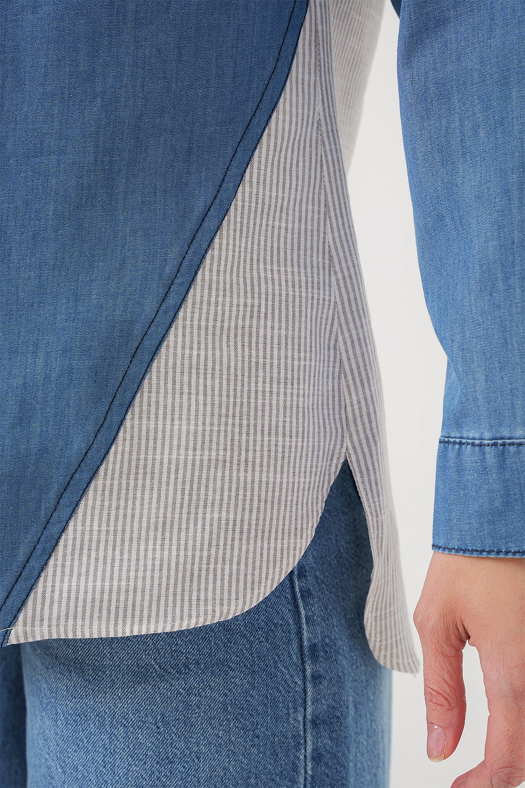 Bigdart Chemisier en Jean Femme Détail Dos 20305 - Bleu