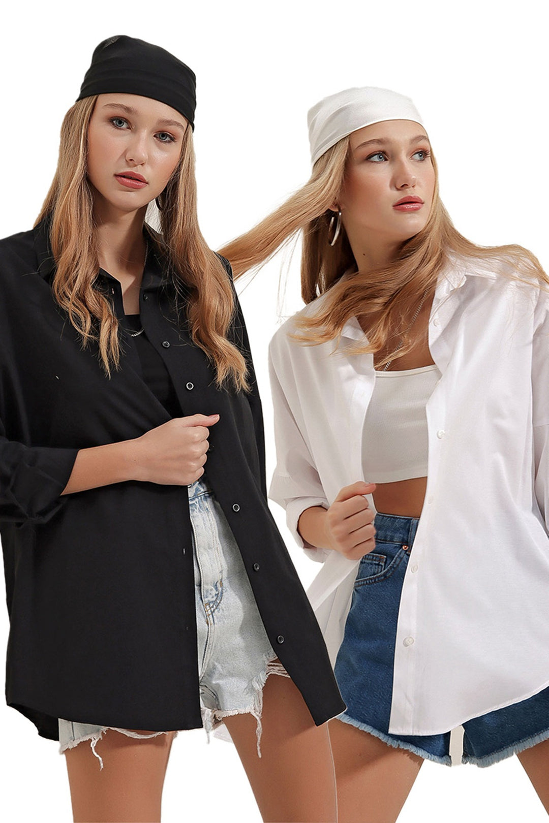 Bigdart Chemise Basique Oversize Femme Noir et Blanc 3900
