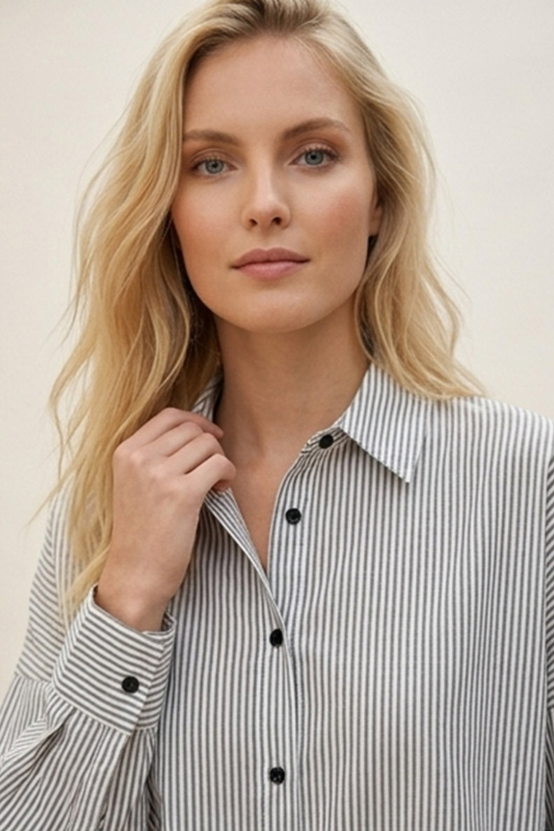 Bigdart Chemise Basique Longue Oversize Rayée Noir et Blanc 3900 - f. Noir