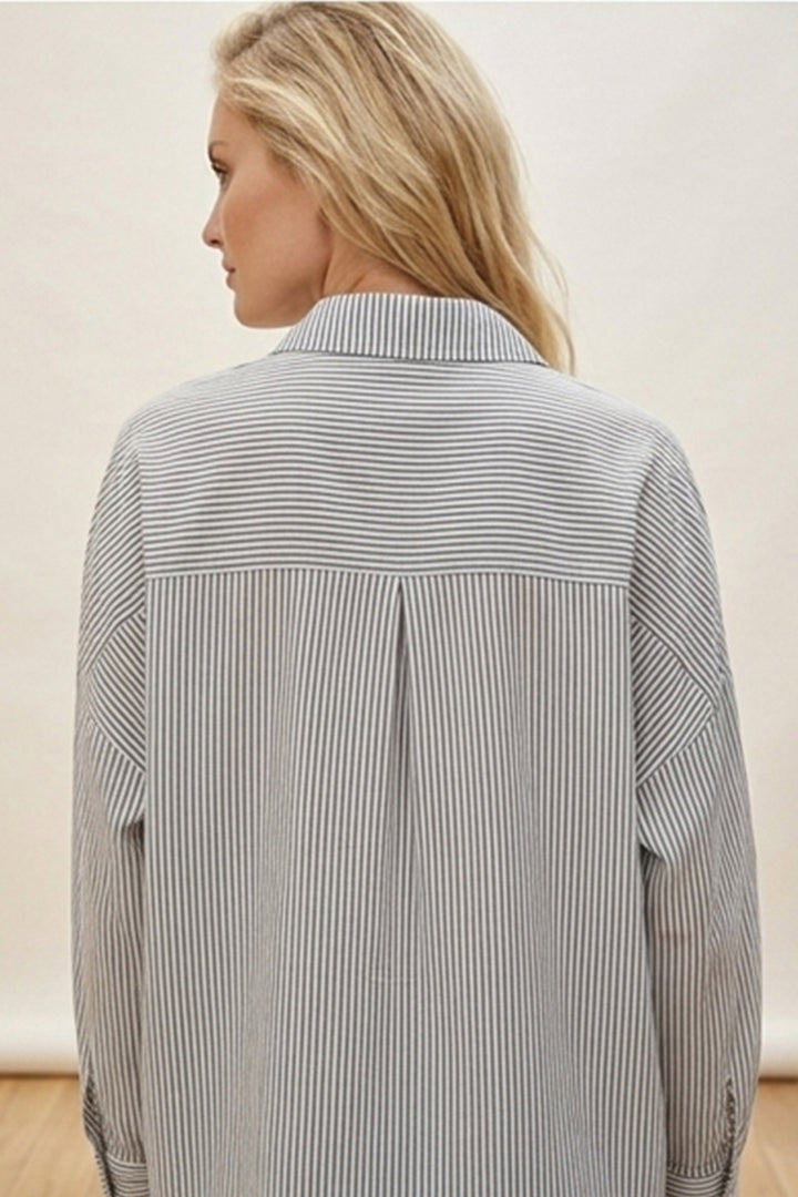 Bigdart Chemise Basique Longue Oversize Rayée Noir et Blanc 3900 - f. Noir