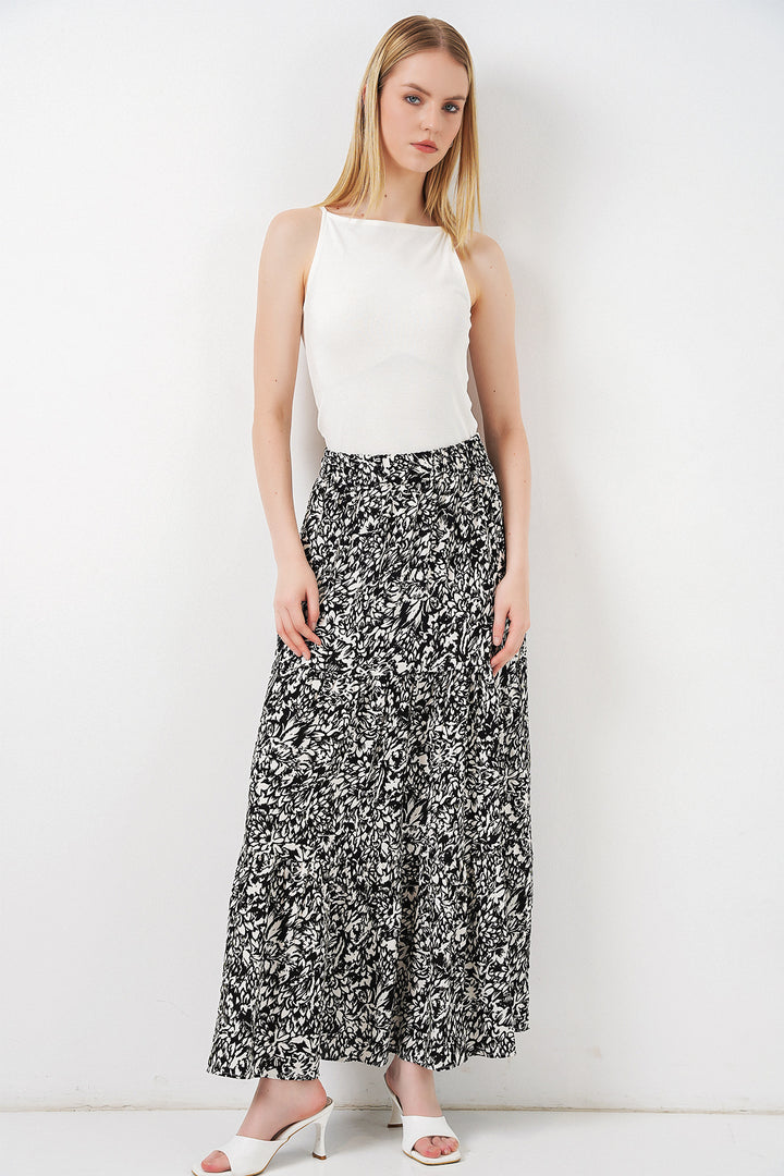 Bigdart Jupe longue en viscose à motifs noir et blanc pour femme 1898
