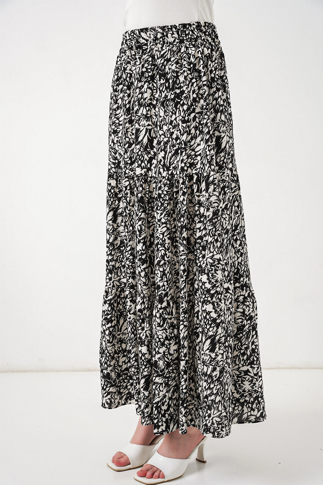 Bigdart Jupe longue en viscose à motifs noir et blanc pour femme 1898