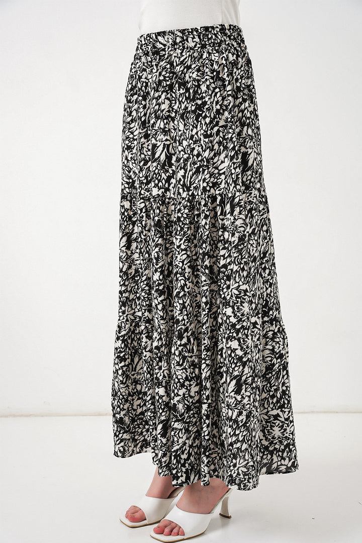 Bigdart Jupe longue en viscose à motifs noir et blanc pour femme 1898