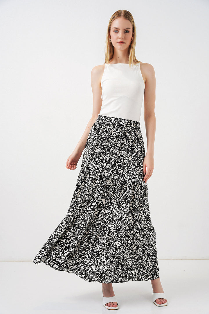 Bigdart Jupe longue en viscose à motifs noir et blanc pour femme 1898