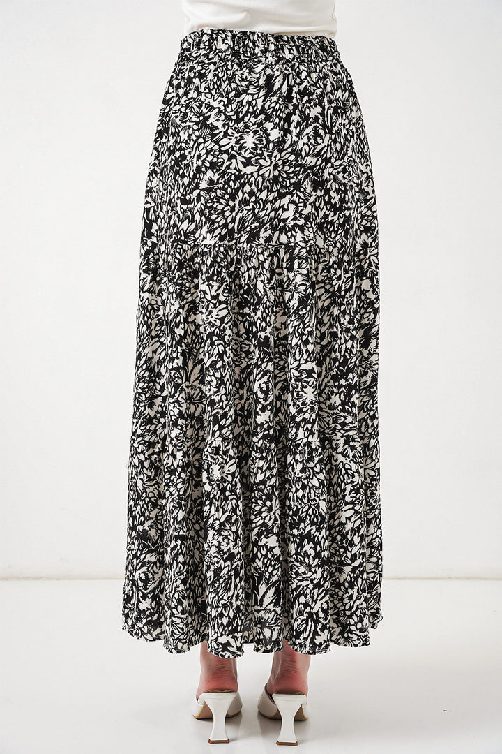 Bigdart Jupe longue en viscose à motifs noir et blanc pour femme 1898