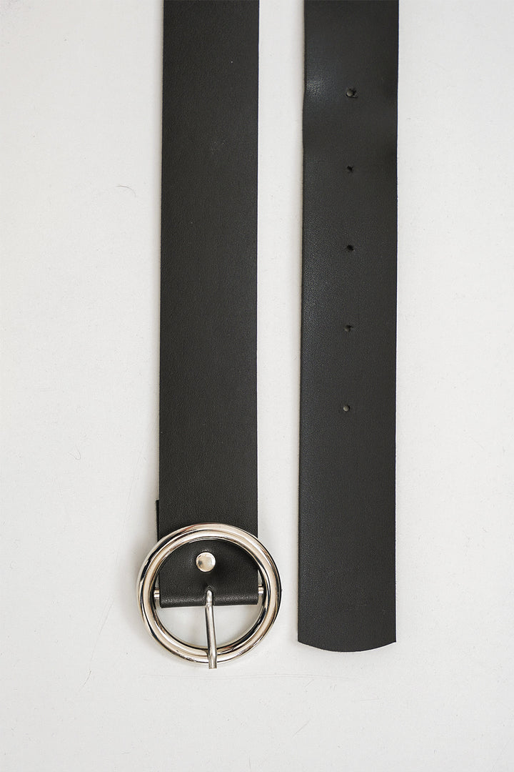 Bigdart Ceinture en simili cuir noire avec boucle pour femme 010124