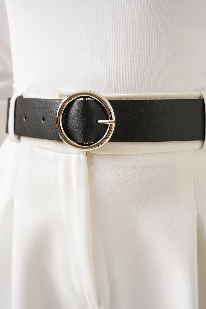 Bigdart Ceinture en simili cuir noire avec boucle pour femme 010124