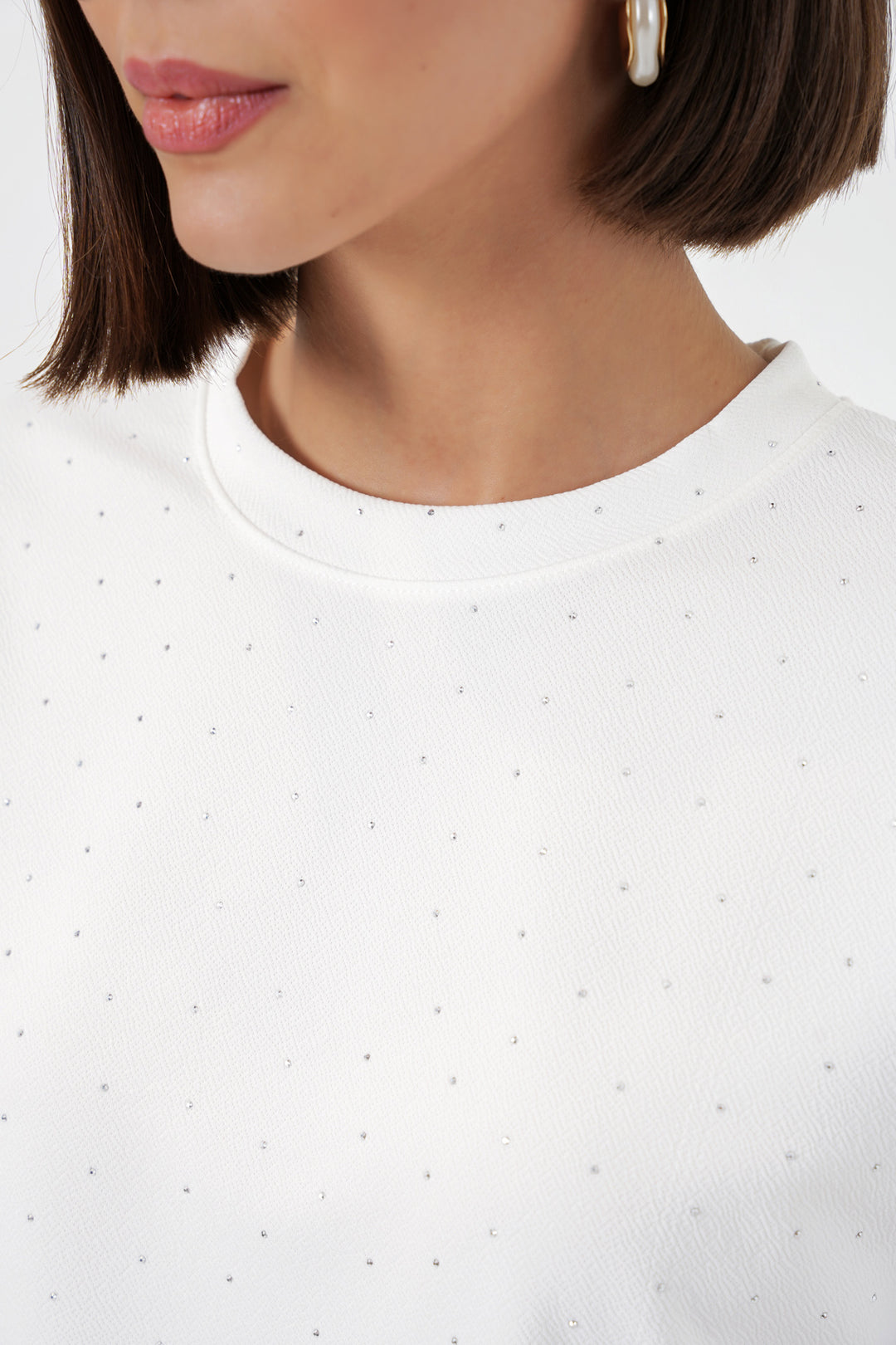 Bigdart T-shirt avec détails en pierre pour femmes 990 - Blanc