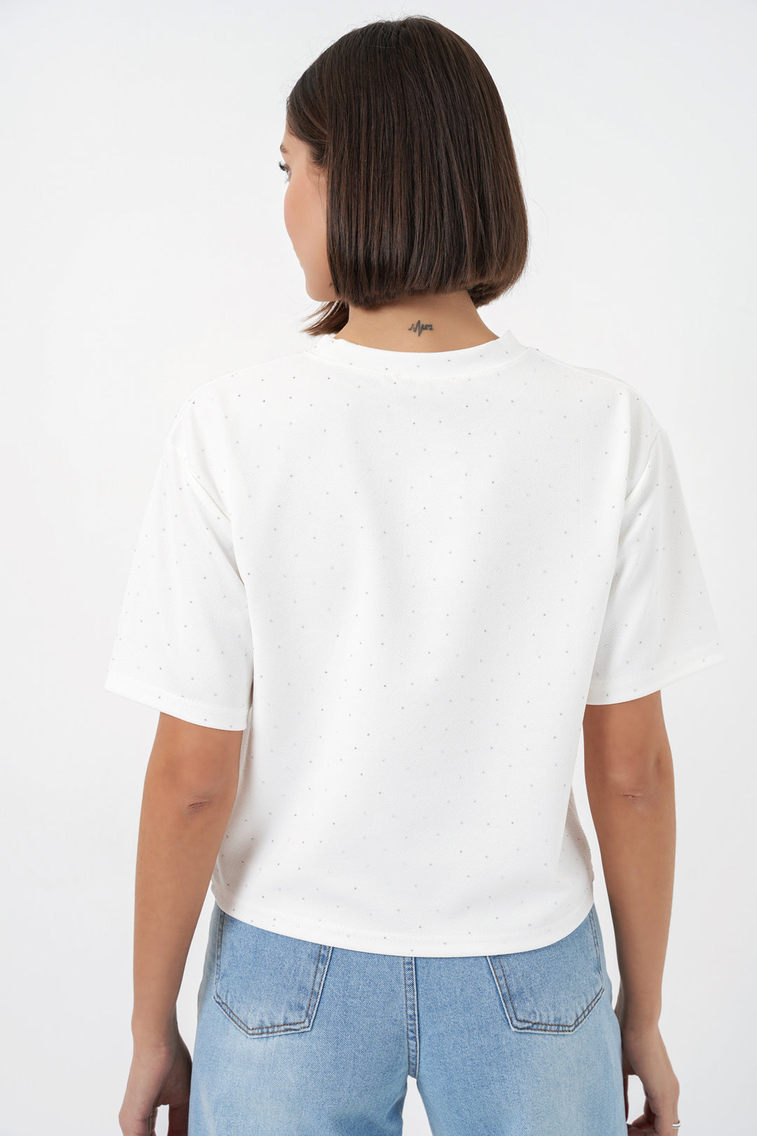 Bigdart T-shirt avec détails en pierre pour femmes 990 - Blanc