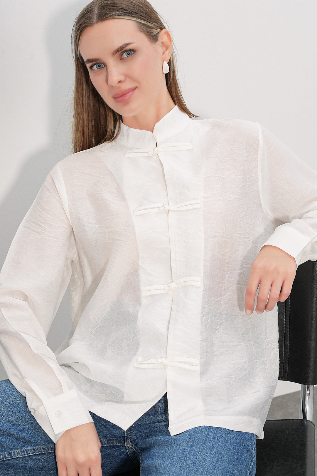 Bigdart Chemise à lacets design femme 20405 - Blanc