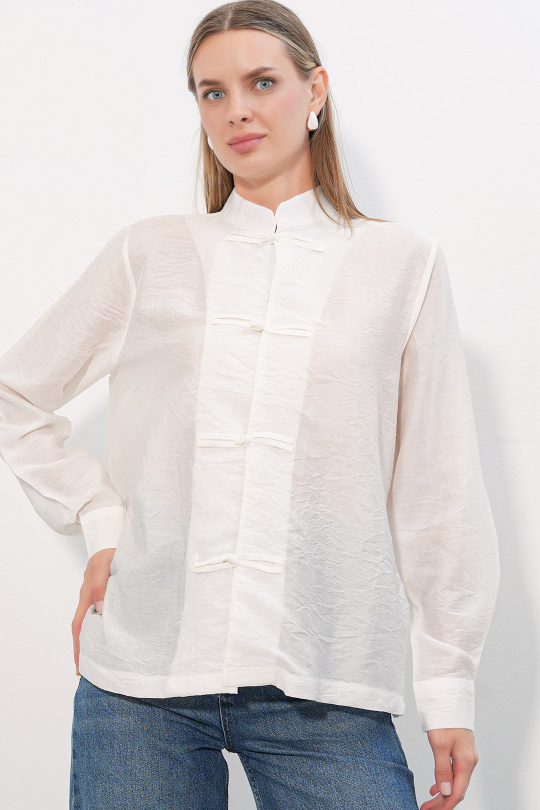 Bigdart Chemise à lacets design femme 20405 - Blanc