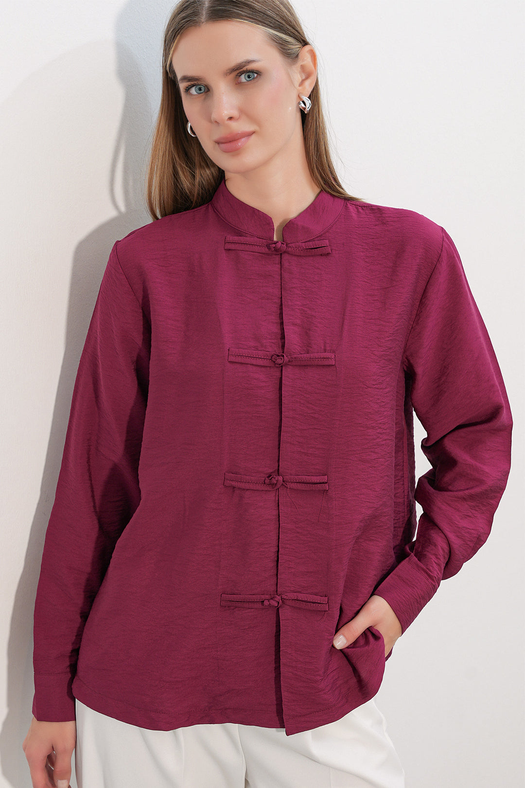 Bigdart Chemise à lacets design femme 20405 - Bordeaux